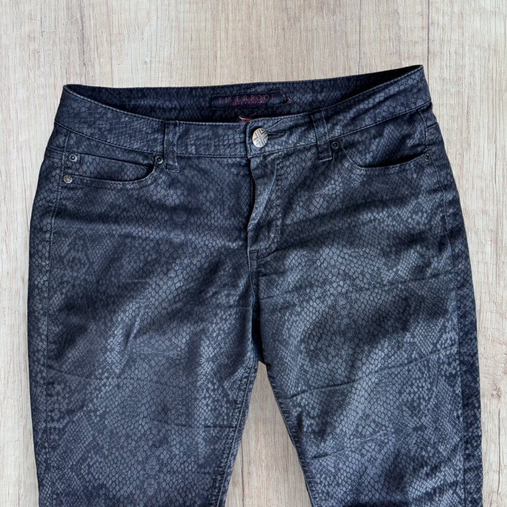 LIVERPOOL Black Gray Snake Python Print Stretch D… - image 3